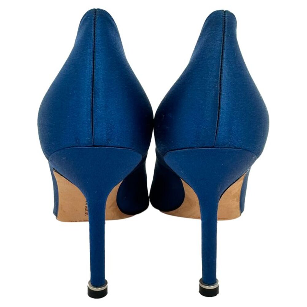 Manolo Blahnik Hangisi Embellished Pumps in Blue Satin - Picture 6 of 12